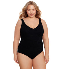 Krinkle by Penbrooke Plus Krushed Krinkle Cross Over One Piece Swimsuit