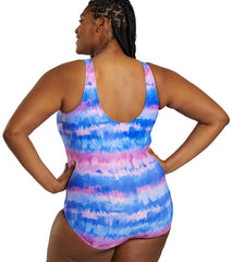 Sporti Plus Size HydroLast Malibu Sunrise Chlorine Resistant Moderate Scoop Back One Piece Swimsuit