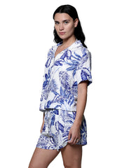 J.Valdi Women's Del Cabo Short Sleeve Button Down Cover Up Shirt