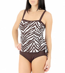 Maxine Bold Beauty Bandeau Faux Tankini One Piece Swimsuit