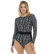 Body Glove Women's Abloom Wave Long Sleeve One Piece Swimsuit