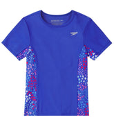 Speedo Girl's Short Sleeve Print Splice Rashguard (Little Kid, Big Kid)