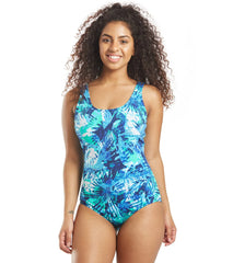 Sporti HydroLast Aquarelle Palm Chlorine Resistant Moderate Scoop Back One Piece Swimsuit