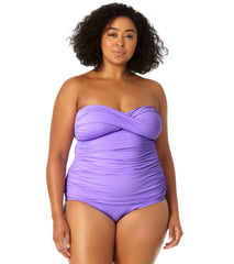Anne Cole Plus Size Live In Color Bandeau Twist Front Tankini Top