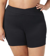 Beach House Women's Plus Size Solid Rib Karma Swim Short