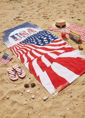A to Z Towels Usa Sun & Flag Beach Towel 30”X 60”