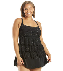 Longitude Plus Size Twinkle Twinkle Ruffle Swim Dress