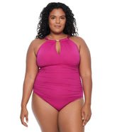 Lauren Ralph Lauren Women's Plus Size Beach Club High Neck One Piece Swimsuit