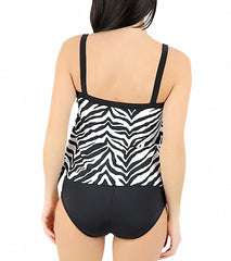 Maxine Bold Beauty Bandeau Faux Tankini One Piece Swimsuit