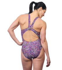 EQ Swimwear Women's Laguna Plum Harmony Extra Long Torso One Piece Swimsuit