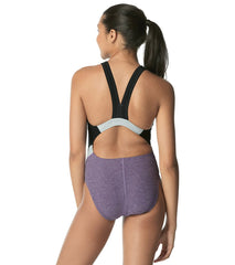 Speedo Women's Heathered Quantum Fusion Splice One Piece Swimsuit