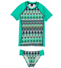 Hurley Girls' Phoenix Surf S/S Rashguard Set (7yrs-14yrs)