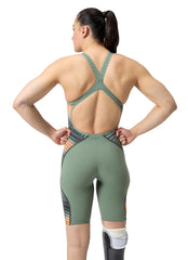 Speedo Women's LZR Intent 2.0 Printed Open Back Kneeskin Tech Suit Swimsuit