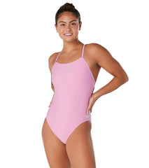 Speedo Vibe Women's Solid T-Back One Piece Swimsuit