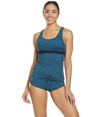 Sporti Active Ribbed Racerback Solid Tankini Top