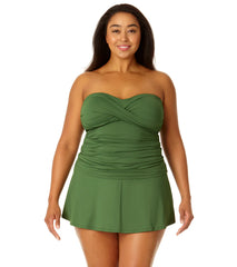 Anne Cole Plus Size Live In Color Bandeau Twist Front Tankini Top