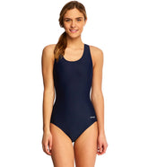 Waterpro Solid Polyester Wide Strap One Piece Swimsuit