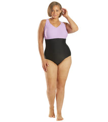 Sporti Plus Size Moderate Colorblock Sweetheart One Piece Swimsuit