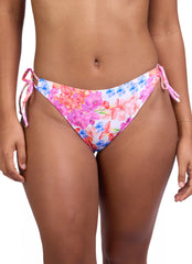 JOLYN Women's Bella Orchids Rib Tie Side Bikini Bottom
