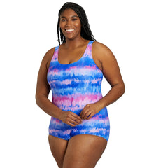 Sporti Plus Size HydroLast Malibu Sunrise Chlorine Resistant Conservative Scoop Back One Piece Swimsuit