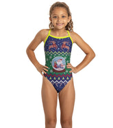 Sporti Granny Sweater Santa Snow Globe Thin Strap One Piece Swimsuit Youth (22-28)