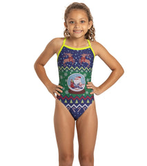 Sporti Granny Sweater Santa Snow Globe Thin Strap One Piece Swimsuit Youth (22-28)