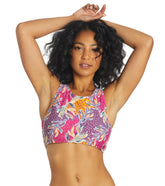 Sporti Active Floral Patchwork High Neck Crop Bikini Top