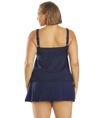 TYR Women's Plus Size Solid Twisted Bra Controlfit Tankini Top Swimsuit