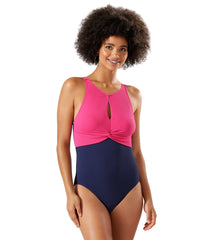 Tommy Bahama Women's Island Cays Solids High Neck One Piece Swimsuit
