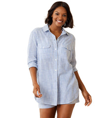 Tommy Bahama Women's Shoreline Stripe Boyfriend Shirt
