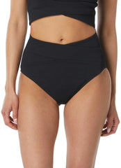 Beach House Sport Women's Solid Rib Nettie High Waist Crossover Bikini Bottom