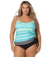 Beach House Women's Plus Size Two Harbor Horizontal Stripe Bridget Tankini Top