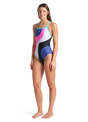 Arena Women's Multi Slices Lightdrop Back One Piece Swimsuit