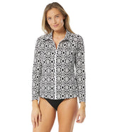Beach House Women's Island Grid Pique Karen Long Sleeve Zip Front Rash Guard