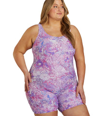 Sporti Plus Size Unitard Jungle Floral One Piece Swimsuit