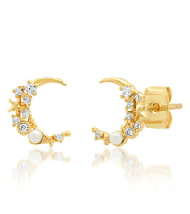 TAI Jewelry Star Moon CZ Pearl Studs
