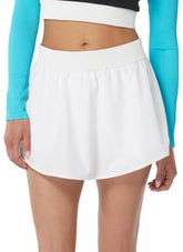 Beach House Women's Solid Woven Stretch Dynamic Wide Band Swim Skort