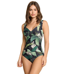 Jantzen Women's Boho Palms Surplice One Piece Swimsuit