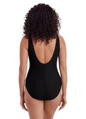 Longitude Women's Long Torso Texture Luxe Sweetheart Tank One Piece Swimsuit
