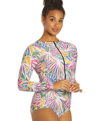 Sporti Active Tropical Palm One Piece L/S Zip Front