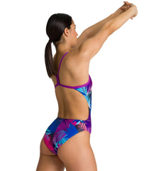 Arena Women's Palm Print MaxLife Challenge Back One Piece Swimsuit