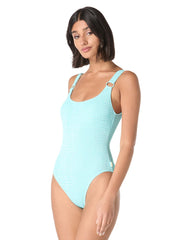 Vince Camuto Women's Ocean Ripple Scoop Neck Ring One Piece Swimsuit