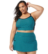 Beach House Women's Plus Size Delray Beach Botanical Plateau Racer Back Crop Top