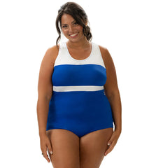 Dolfin Aquashape Women's Color Block Conservative One Piece Swimsuit