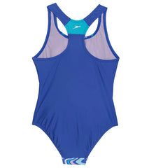 Speedo Girls' Printed Sport Splice One Piece Swimsuit (Big Kid)