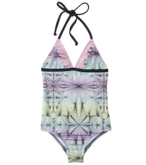 Hurley Girls' Fine Lines Ruffle Halter One Piece Swimsuit (4yrs-6X)