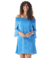 Beach House Crochet Soleil Kelsea Lace Smocked Off The Shoulder Dress