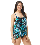 Coco Reef Women's Cassis Swirl Mesh Bra Sized Layer Tankini Top (C/D/DD Cup)
