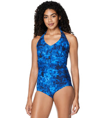 Speedo Women's Printed Halter One Piece Swimsuit