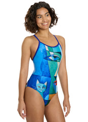 Sporti Mirror Reflection Thin Strap One Piece Swimsuit (22-44)